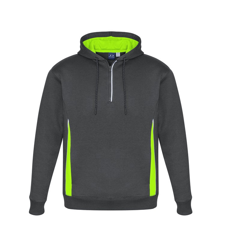 Biz Collection SW710M Adults Renegade Hoodie - Grey/Fluoro Lime - Alternative Front View