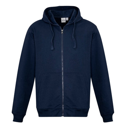 Mens navy classic hoodie  breathable cotton fleece Biz Collection SW762M Mens Full Zip Hoodie