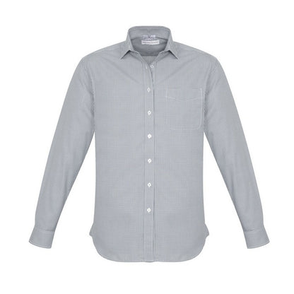 Silver Mens fitted classic breathable Biz Collection S716ML Ellison Mens Shirt