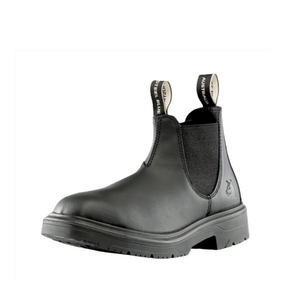 Mens black leather premium quality extra comfort sole Steel Blue 310941 Hobart Square Toe Non-Safety Elastic Sided Boots