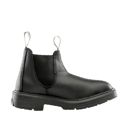 Mens black premium leather Chelsea workboot Steel Blue 310941 Hobart Square Toe Non-Safety Elastic Sided Boots