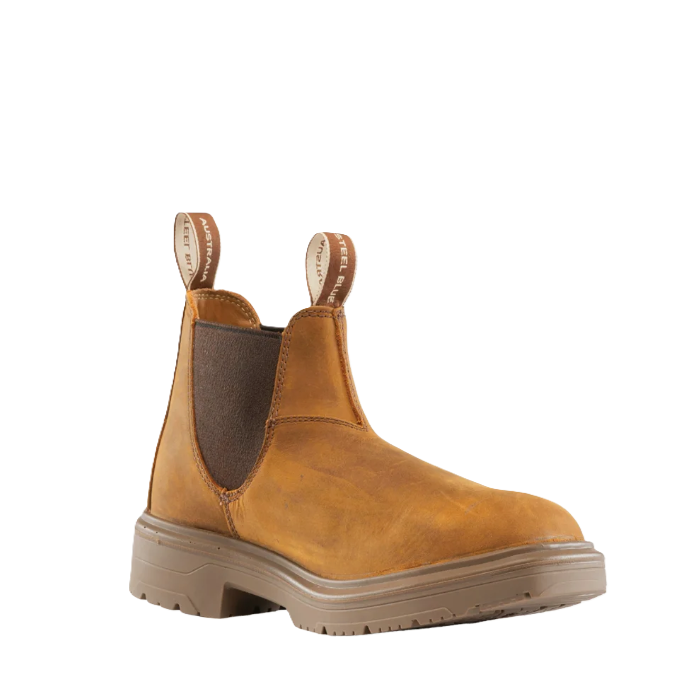 Mens Chelsea style slip and heat resistant Steel Blue 310941 Hobart Square Toe Non-Safety Elastic Sided Boots