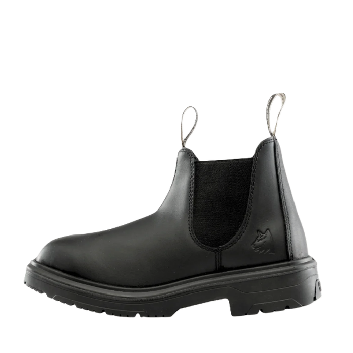 Mens classic stylish black leather Chelsea heat resistant Steel Blue 310941 Hobart Square Toe Non-Safety Elastic Sided Boots