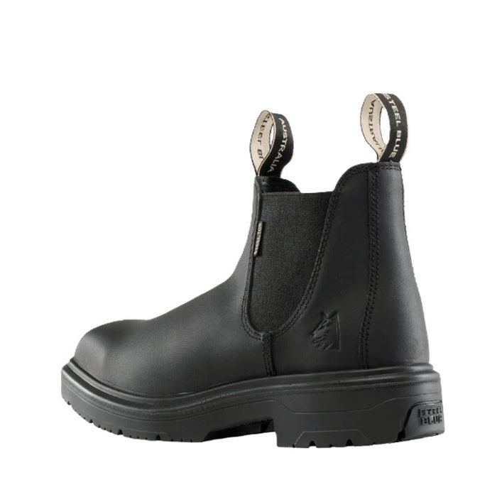 Mens Black chelsea style safety boot heat resistant, Steel Blue 313941 Hobart Square Toe Steel Cap Elastic Sided Boots