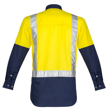 Syzmik ZW124 Mens Hi Vis Spliced Industrial L/S Shirt- Shoulder Taped