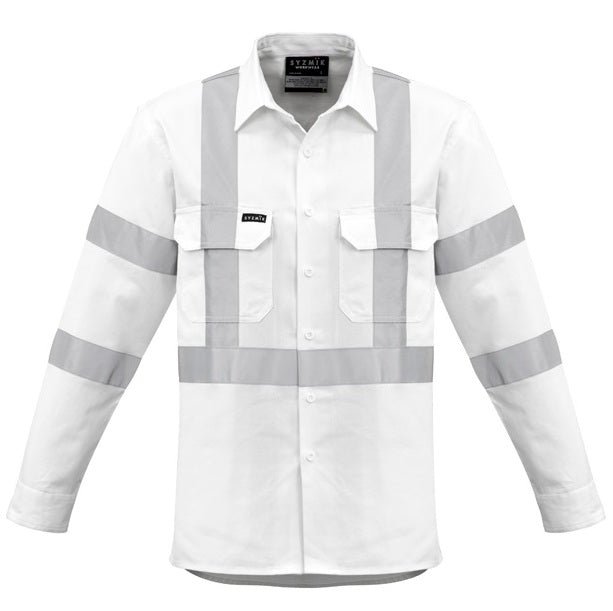 Syzmik ZW621 Mens White Bio Motion X Back Tape L/S Shirt