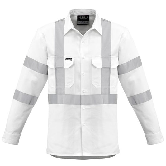 Syzmik ZW621 Mens White Bio Motion X Back Tape L/S Shirt