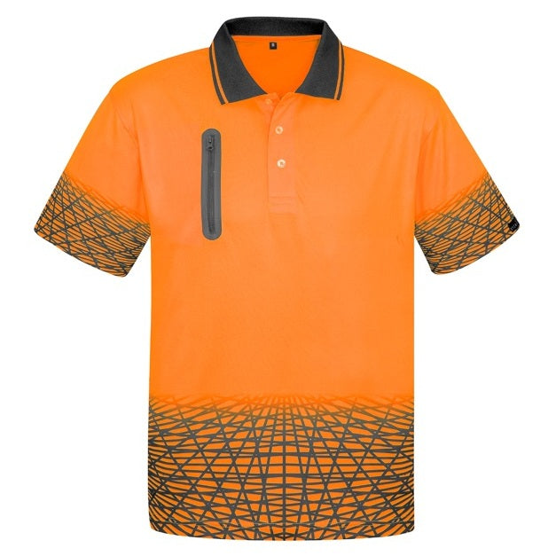 Syzmik ZH300 Mens Tracks Short Sleeve Polo - Orange/Charcoal - Front View