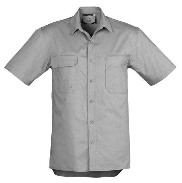 Syzmik ZW120 Mens Light Weight Tradie Short Sleeve Shirt - Grey - Front View