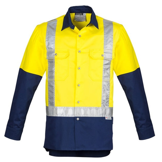 Syzmik ZW124 Mens Hi Vis Spliced Industrial L/S Shirt- Shoulder Taped