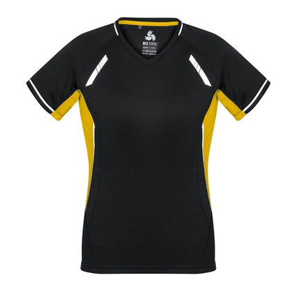 Biz Collection T701LS Ladies Renegade Tee Black/Gold/Silver