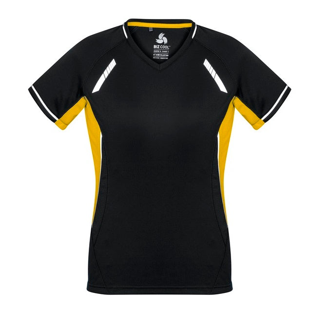 Biz Collection T701LS Ladies Renegade Tee Black/Gold/Silver
