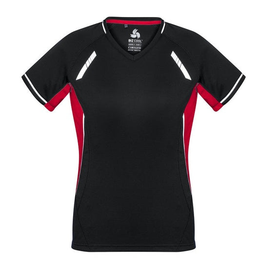 Biz Collection T701LS Ladies Renegade Tee Black/Red/Silver