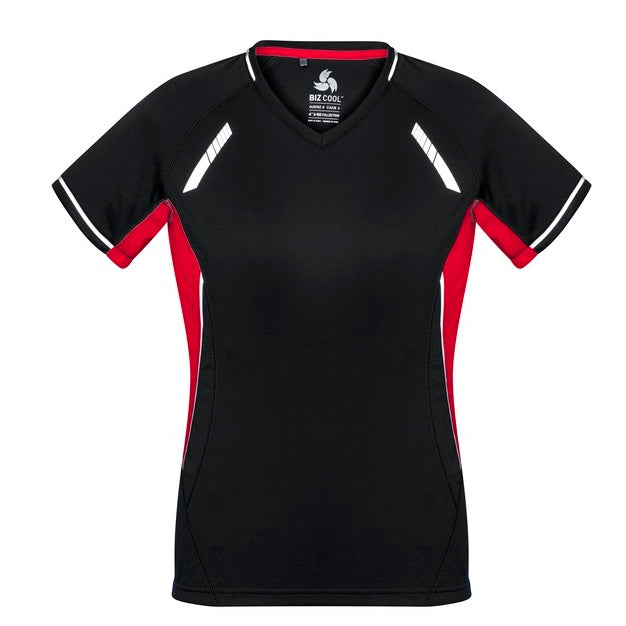 Biz Collection T701LS Ladies Renegade Tee - Black/Red - Alternative Front View