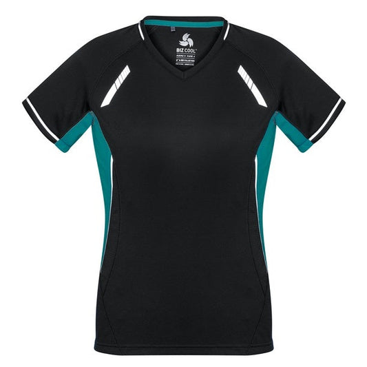 Biz Collection T701LS Ladies Renegade Tee Black/Teal/Silver