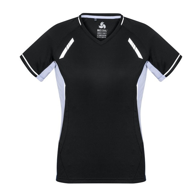 Biz Collection T701LS Ladies Renegade Tee Black/White/Silver