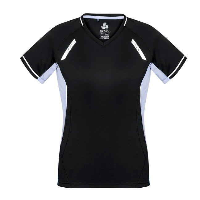 Biz Collection T701LS Ladies Renegade Tee Black/Gold/Silver