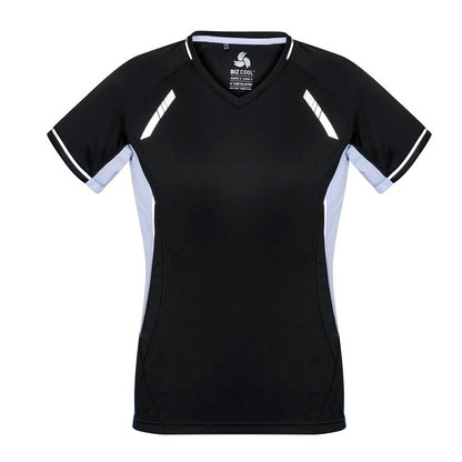 Biz Collection T701LS Ladies Renegade Tee Black/Gold/Silver