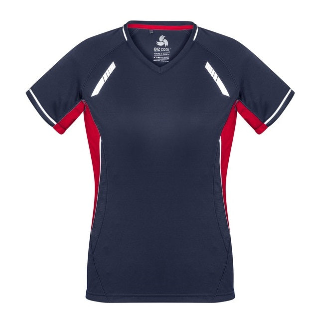 Biz Collection T701LS Ladies Renegade Tee Navy/Red/Silver