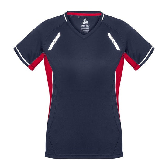 Biz Collection T701LS Ladies Renegade Tee Navy/Red/Silver