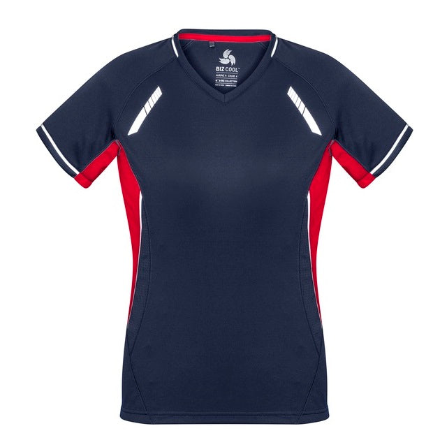 Biz Collection T701LS Ladies Renegade Tee - Navy/Red - Alternative Front View