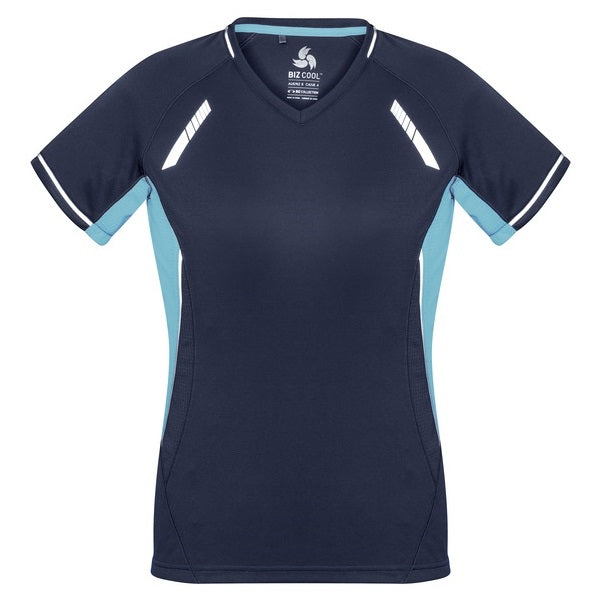 Biz Collection T701LS Ladies Renegade Tee Navy/Sky/Silver