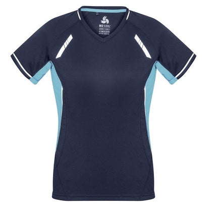 Biz Collection T701LS Ladies Renegade Tee Navy/Sky/Silver