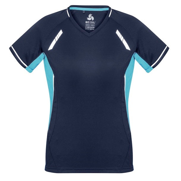 Biz Collection T701LS Ladies Renegade Tee - Navy/Sky - Alternative Front View