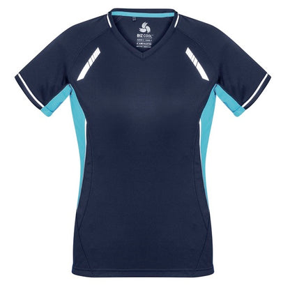 Biz Collection T701LS Ladies Renegade Tee Black/Gold/Silver