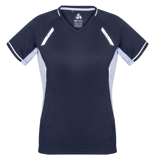 Biz Collection T701LS Ladies Renegade Tee Navy/White/Silver