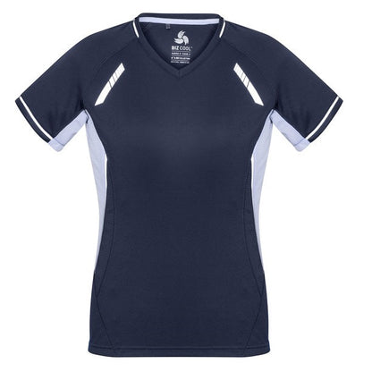 Biz Collection T701LS Ladies Renegade Tee Navy/White/Silver