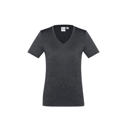 Biz Collection T800LS Ladies Aero Tee Charcoal - Front view