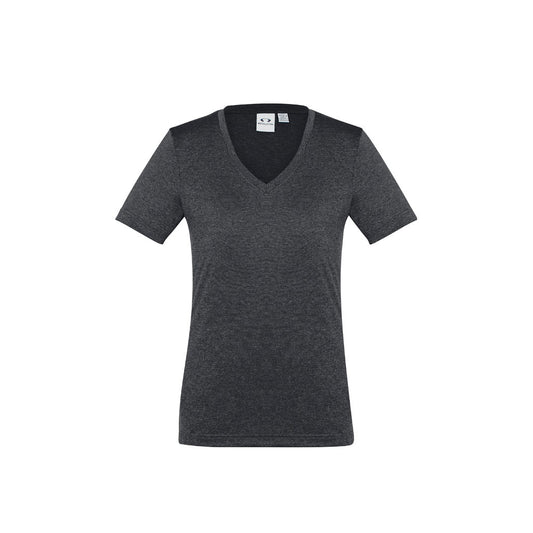 Biz Collection T800LS Ladies Aero Tee Charcoal - Front view
