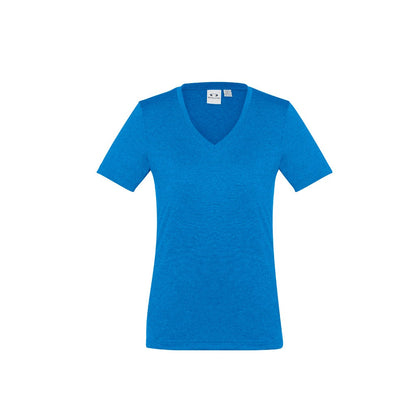 Biz Collection T800LS Ladies Aero Tee Cyan - Front view