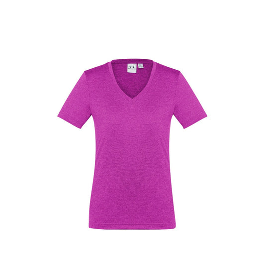 Biz Collection T800LS Ladies Aero Tee in colour Magenta - Front view