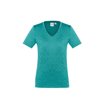 Biz Collection T800LS Ladies Aero Tee Solid Teal - Front view