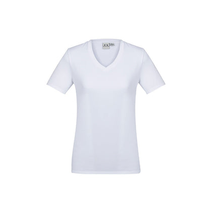 Biz Collection T800LS Ladies Aero Tee Solid White - Front view