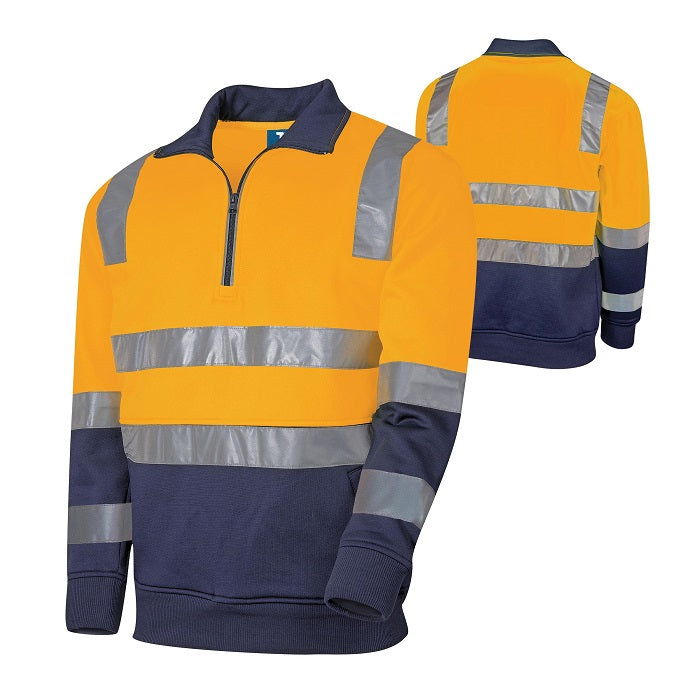 Tru Workwear TF2950T4 1/4 Zip Fleece Jumper With Truvis Reflective Tape