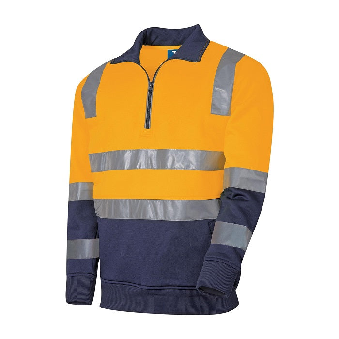 Tru Workwear TF2950T4 1/4 Zip Fleece Jumper With Truvis Reflective Tape