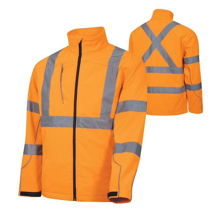 Tru Workwear TJ1960T5 Softshell Full Zip Jacket With Truvis Reflective Tape - Special Purpose Orange - Product View