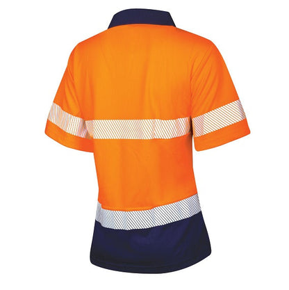 TRu Workwear TSW2415T1 Womens Recycled Anti-Microbial Micromesh S/S Two Tone Hi-Vis Polo Shirt W/ Segmented Tape