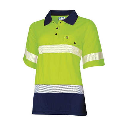 TRu Workwear TSW2415T1 Womens Recycled Anti-Microbial Micromesh S/S Two Tone Hi-Vis Polo Shirt W/ Segmented Tape