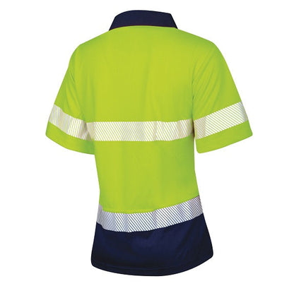 TRu Workwear TSW2415T1 Womens Recycled Anti-Microbial Micromesh S/S Two Tone Hi-Vis Polo Shirt W/ Segmented Tape