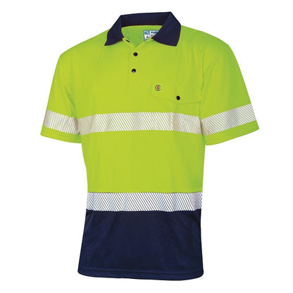 Tru Workwear TS2415T1 Recycled Anti-Microbial Micromesh S/S Two Tone Hi-Vis Polo Shirt W/ Segmented Tape