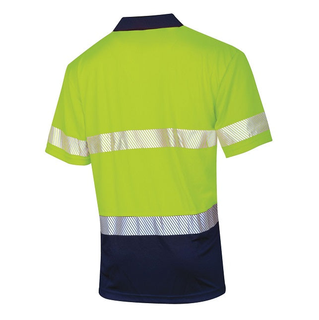 Tru Workwear TS2415T1 Recycled Anti-Microbial Micromesh S/S Two Tone Hi-Vis Polo Shirt W/ Segmented Tape