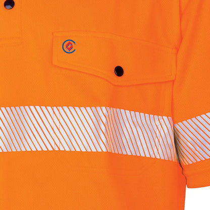 Tru Workwear TS2415T1 Recycled Anti-Microbial Micromesh S/S Two Tone Hi-Vis Polo Shirt W/ Segmented Tape