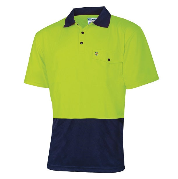 Tru Workwear TS2415 Recycled Anti-Microbial Micromesh S/S Two Tone Hi-Vis Polo Shirt