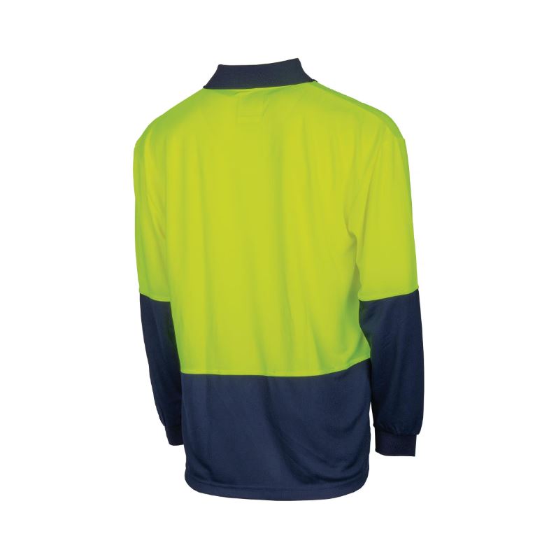 Tru Workwear TS2425 Recycled Anti-Microbial Micromesh L/S Two Tone Hi-Vis Polo Shirt