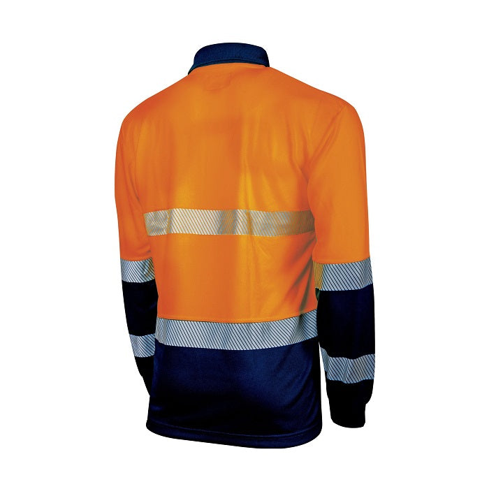 Tru Workwear TS2425T1 Recycled Anti-Microbial Micromesh L/S Two Tone Hi-Vis Polo Shirt With Segmented Tape