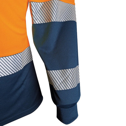 Tru Workwear TS2425T1 Recycled Anti-Microbial Micromesh L/S Two Tone Hi-Vis Polo Shirt With Segmented Tape